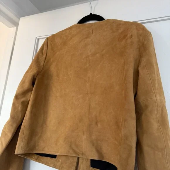 Reformation Veda Reed Jacket In Parmesan Suede Leather Sz Small
